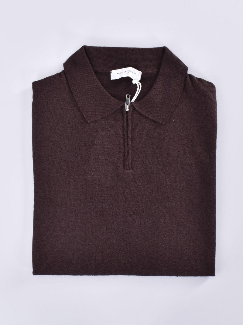 Polo Daniele Fiesoli zip marrone 