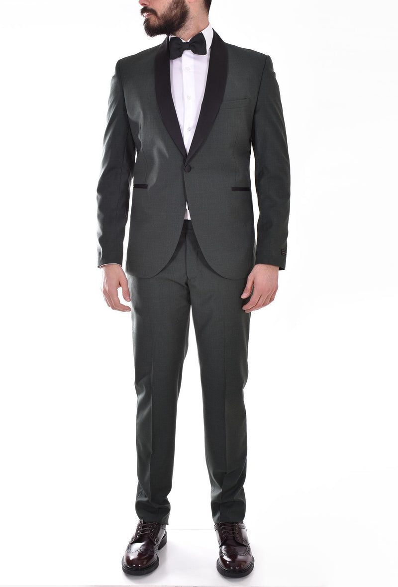 Abito Marcel Morel smoking verde sciallato 01 