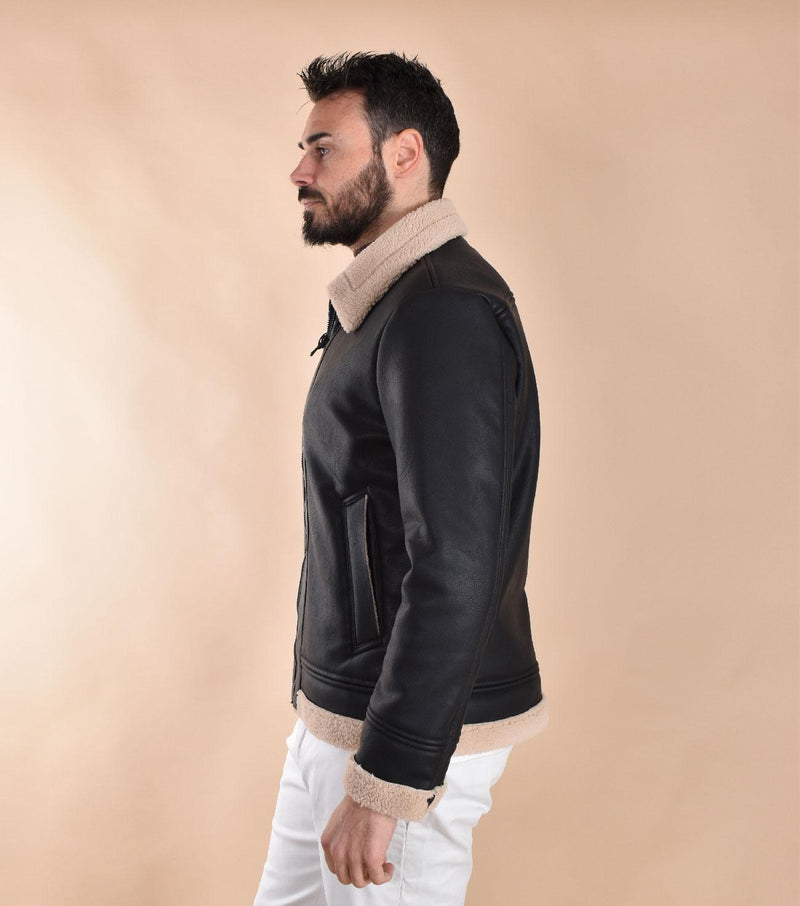 Giubbotto Officina 36 montone eco shearling nero 768801 OFFICINA 36