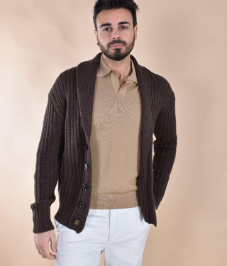 Cardigan Rakki maglione collo sciallato cioccolato old school soldier SOLDIER02 Rakkì