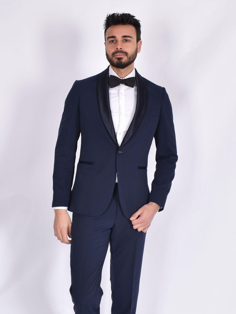 Abito Simbols smoking blu collo scialle 