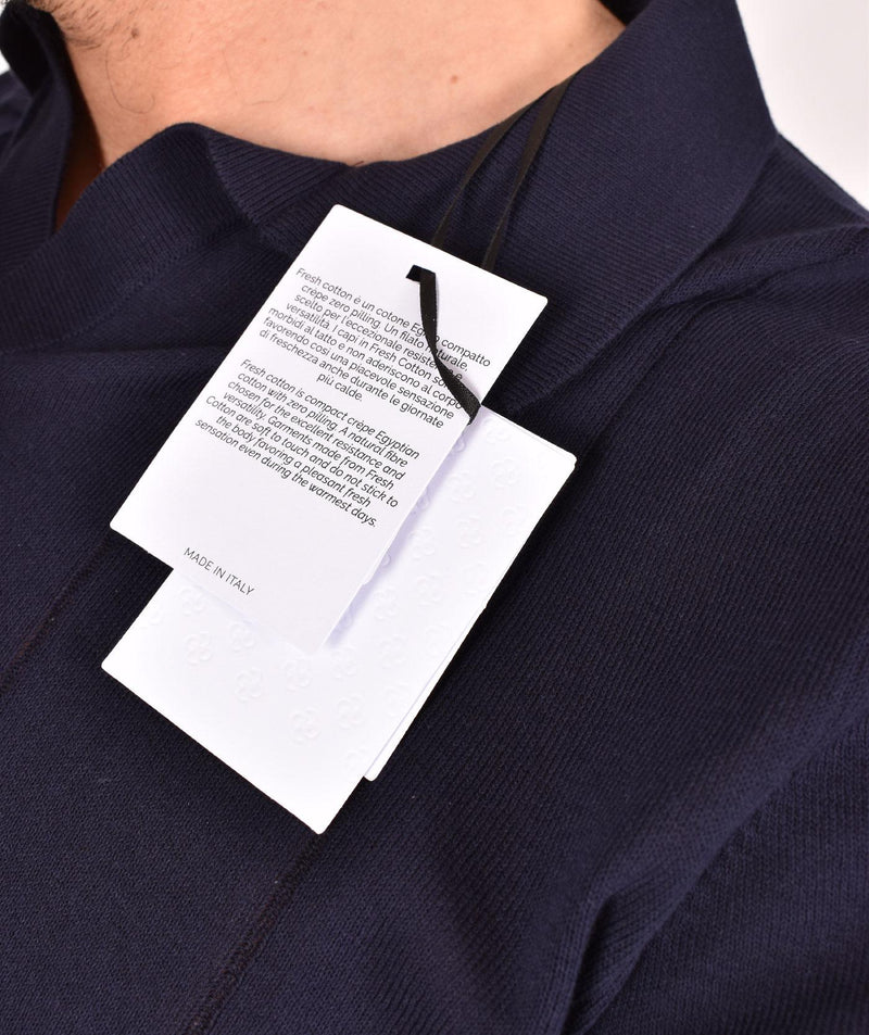 Polo Gran Sasso fresh cotton scollo V tennis blu notte 