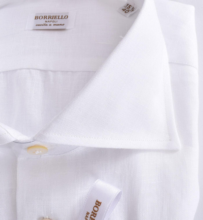 Camicia Borriello lino bianco<BR/> 