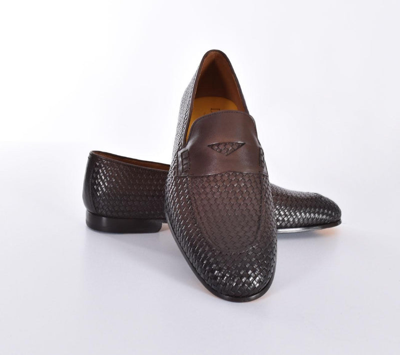 Mocassini Doucal's pelle intrecciata marrone 