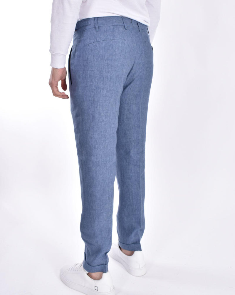 Pantalone Berwich lino blu 