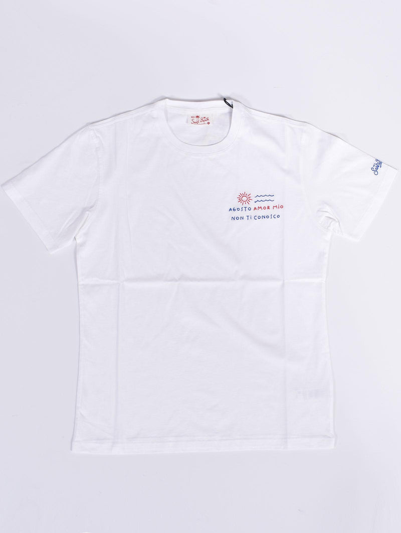 T-shirt Mc2 Saint Barth Agosto amor portofino bianca 0410401 MC2 SAINT BARTH