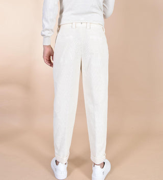 Pantalone Berwich velluto coste larghe ecru bianco chiaia-gd DV0001275 BERWICH