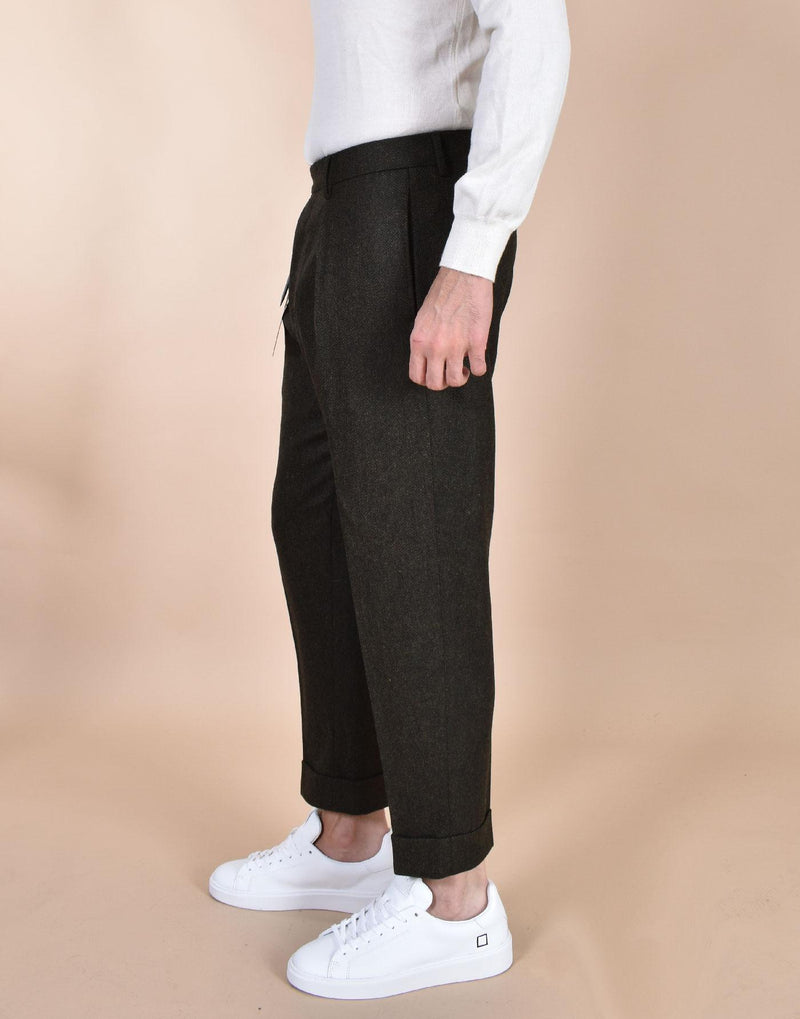 Pantalone Berwich italiano chiaia spigato pinces lana verde AM151303 BERWICH