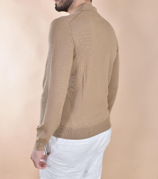 Polo Gran Sasso Athleisure beige senza bottoni scollo V 57189 14813111 GRAN SASSO