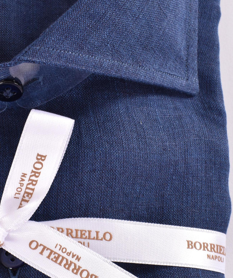 Camicia Borriello lino blu avion 