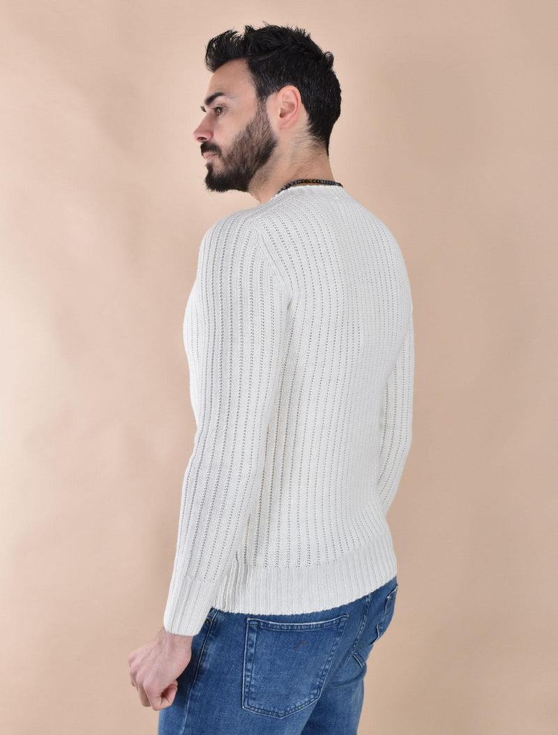 Maglia Luigi Gentile collo cratere bianco panna 119502 LUIGI GENTILE