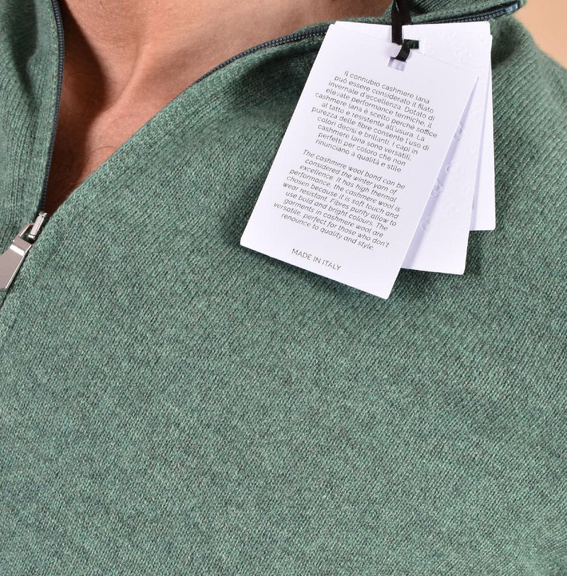Maglia Lupetto Gran Sasso cashmere lana zip verde 55126 19699423 GRAN SASSO