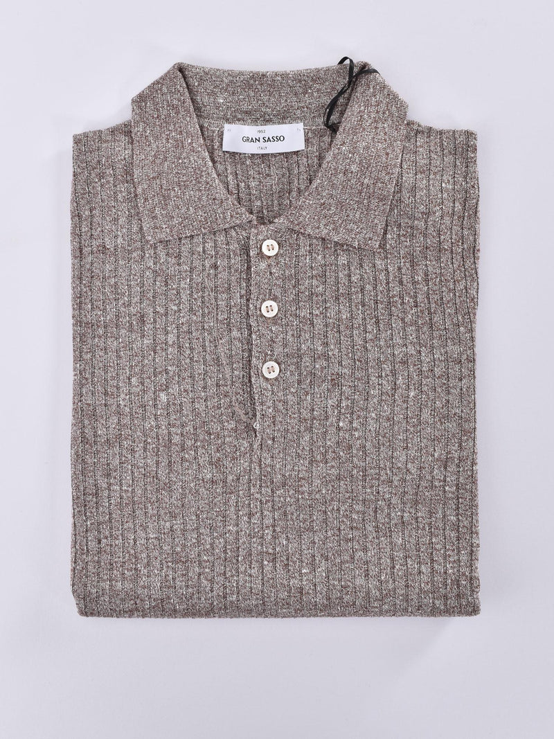 Polo Gran Sasso lino cotone marrone 