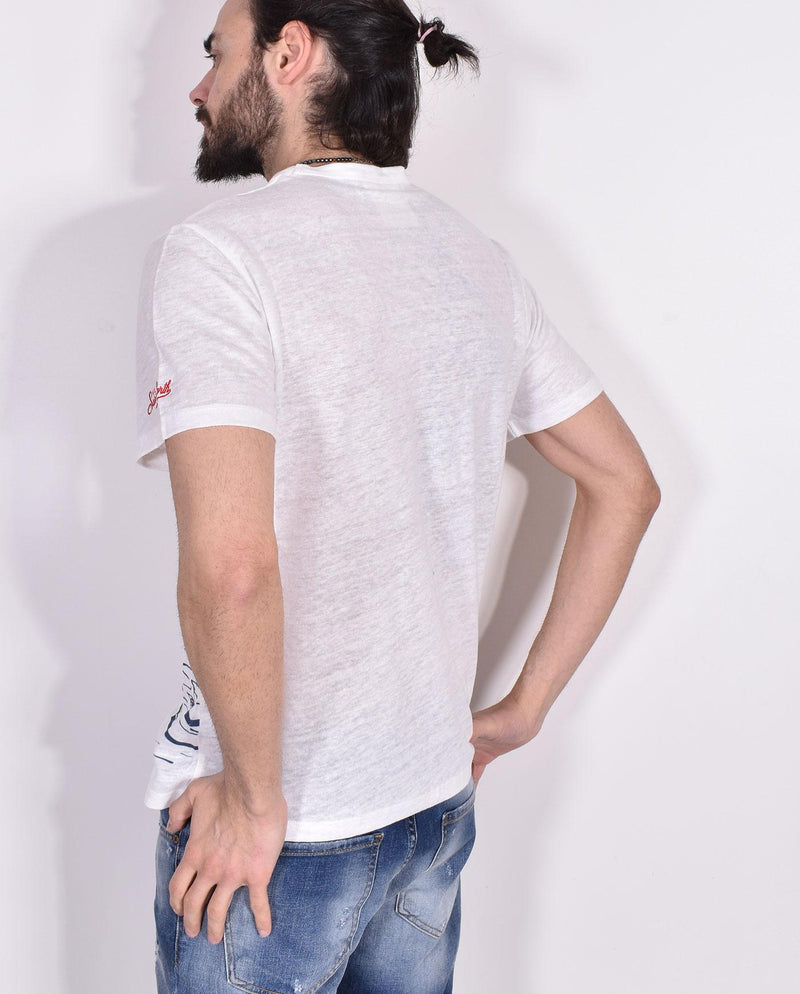 T-shirt Mc2 Saint Barth lino monaco bianca 0370901 MC2 SAINT BARTH