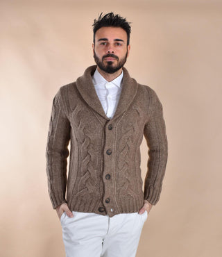 Cardigan Gran Sasso maglione nocciola collo scialle 10189 19107130 GRAN SASSO