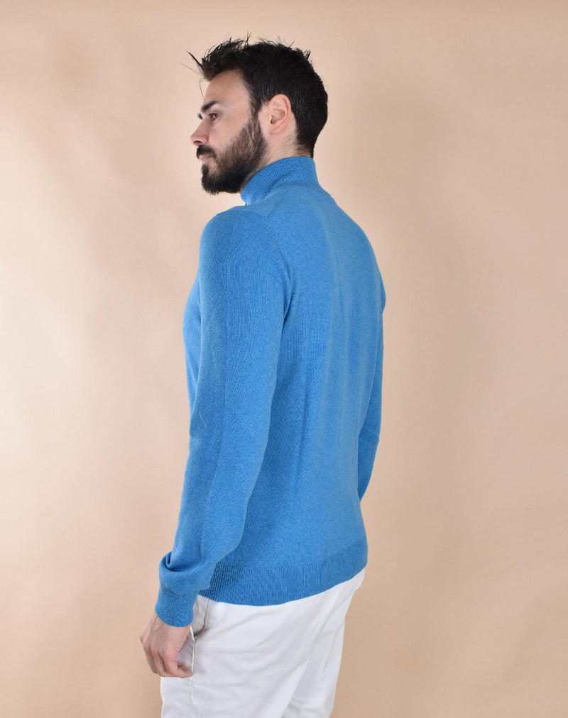 Lupetto Gran Sasso cashmere lana zip blu chiaro 55126 19699566 GRAN SASSO