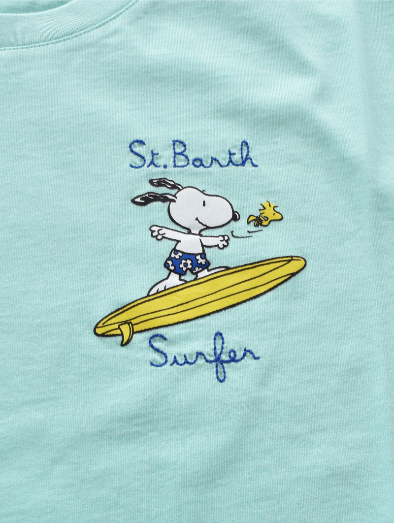 T-shirt Mc2 Saint Barth verde acqua Peanuts Snoopy wave surf 