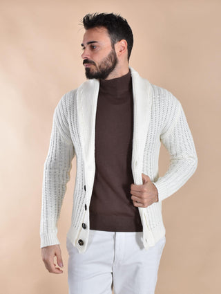 Cardigan Rakki maglione collo sciallato bianco old school soldier SOLDIER01 Rakkì