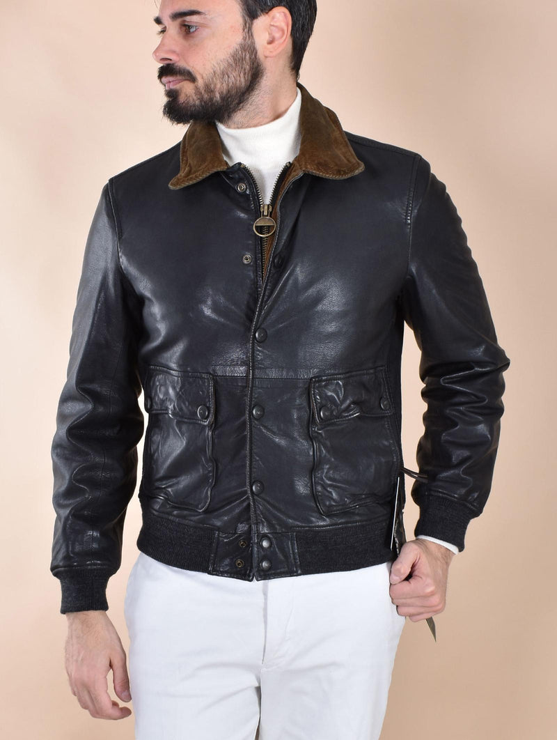 Giubbotto Jack Leathers bomber pelle Ottaviano nero 