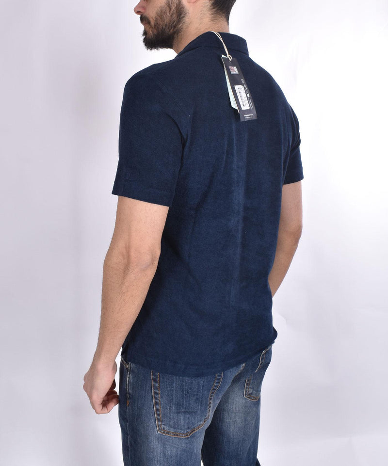 Polo Mc2 Saint Barth scollo V sponge blu 