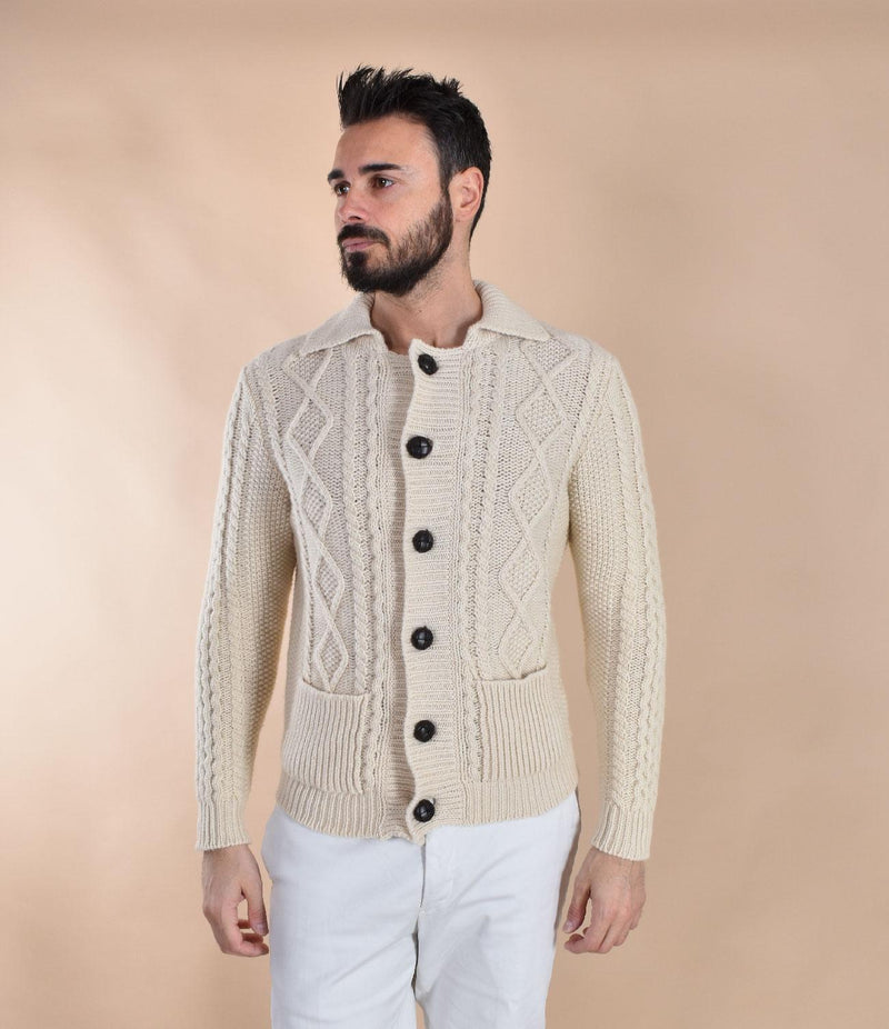 Cardigan polo Rakki Crown Steve McQueen avorio 