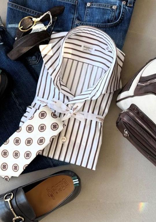 Camicia Borriello righe marrone 