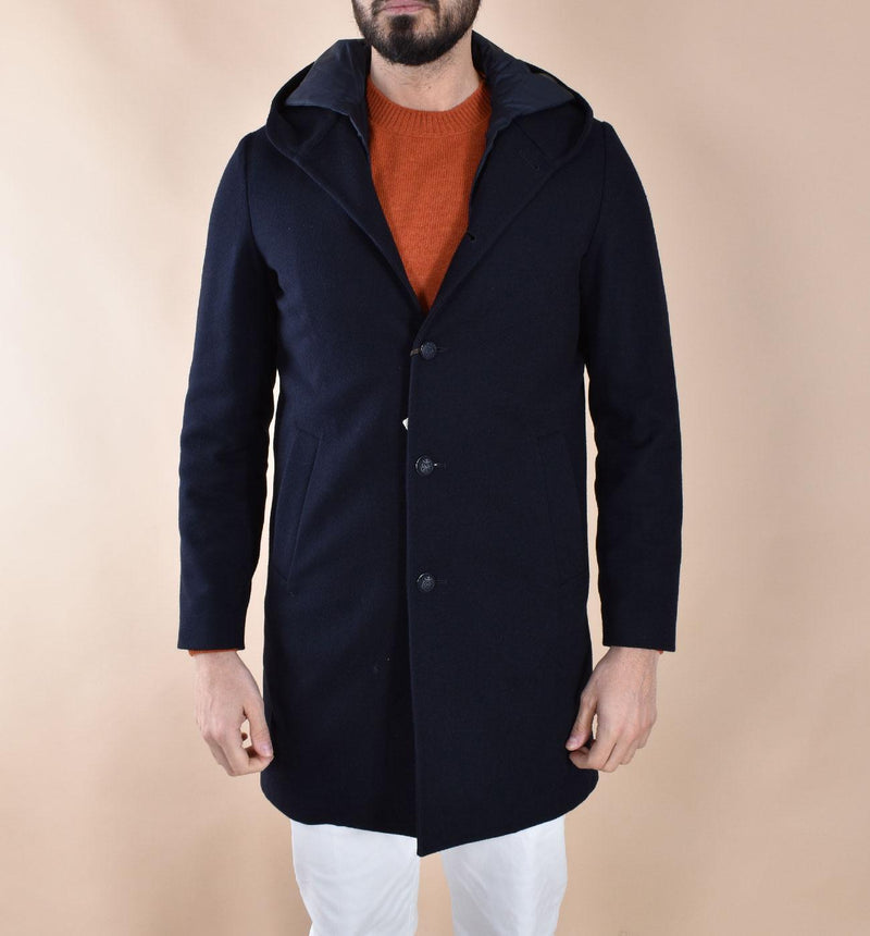 Cappotto RPL blu cappuccio monopetto C801 RPL