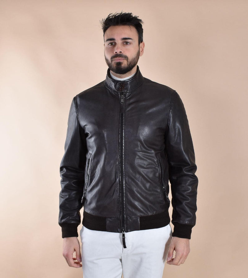 Giubbotto Bully pelle moro biker 565402 BULLY