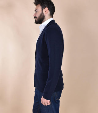 Giacca maglia Gran Sasso merinos extrafine blu 57125 14402598 GRAN SASSO