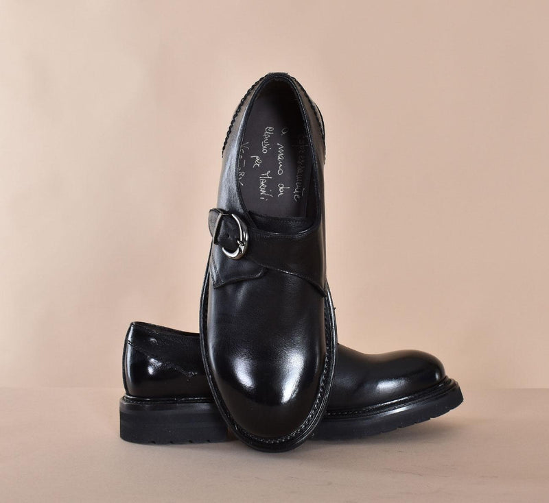 Scarpe Claudio Marini fibbia pelle nero 835001 CLAUDIO MARINI