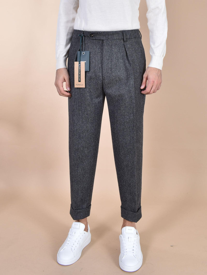 Pantalone Berwich italiano chiaia spigato pinces lana grigio AM151301 BERWICH