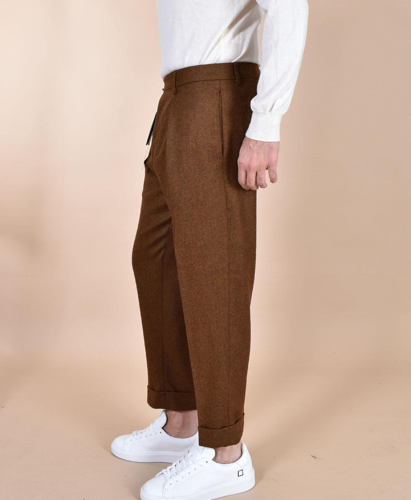 Pantalone Berwich italiano chiaia spigato pinces lana ocra AM151302 BERWICH