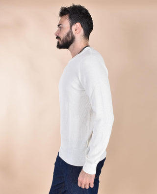 Maglia Gran Sasso girocollo catene bianco panna extrafine merinos 57147 14248005 GRAN SASSO