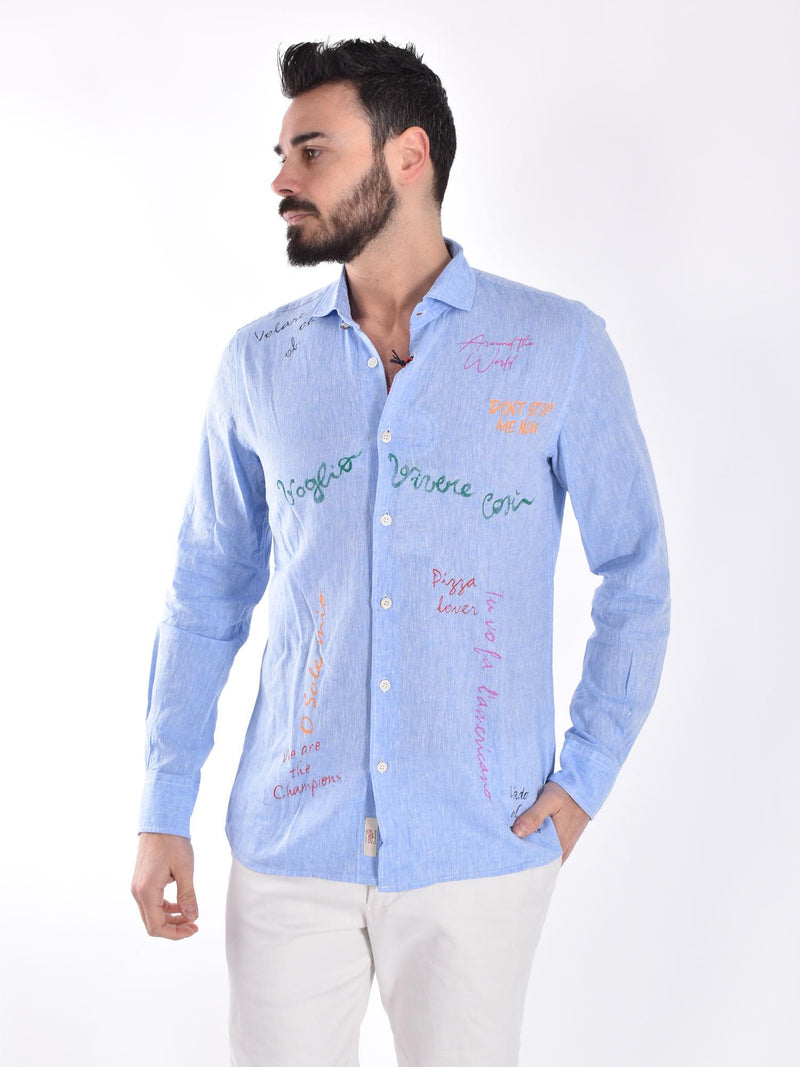 Camicia BoB lino Lop celeste 
