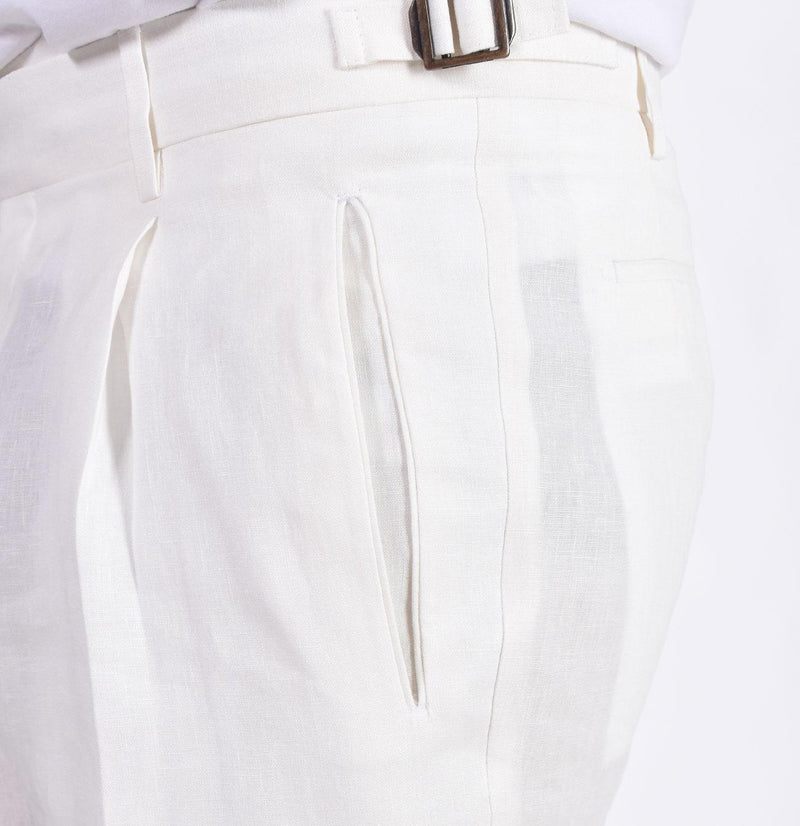 Pantalone Berwich lino bianco 