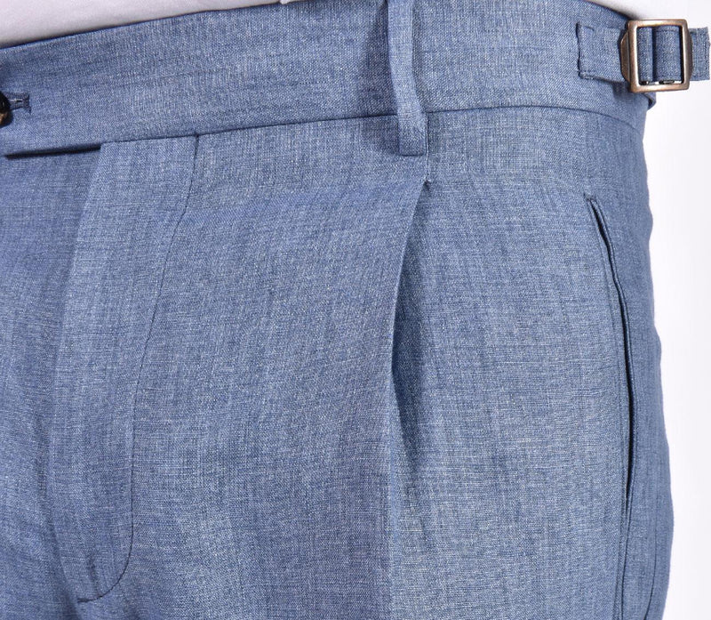 Pantalone Berwich lino blu 