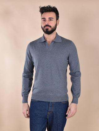 Polo Gran Sasso Athleisure grigio  senza bottoni scollo V 57189 14813089 GRAN SASSO