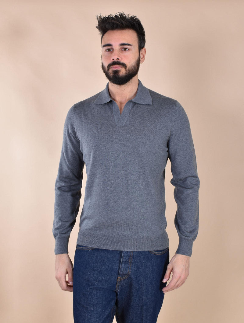 Polo Gran Sasso Athleisure grigio  senza bottoni scollo V 57189 14813089 GRAN SASSO