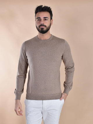 Maglia Gran Sasso extrafine merinos nocciola girocollo sottile 57167 14499131 GRAN SASSO