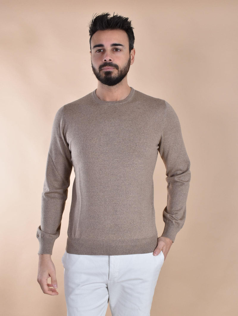 Maglia Gran Sasso extrafine merinos nocciola girocollo sottile 57167 14499131 GRAN SASSO