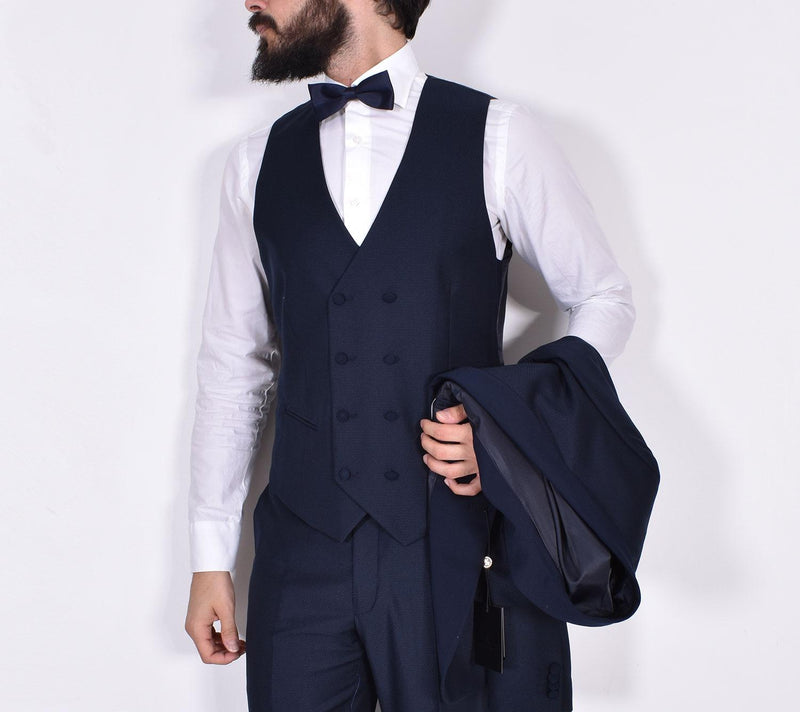 Abito Marcel Morel smoking gilet doppiopetto blu 