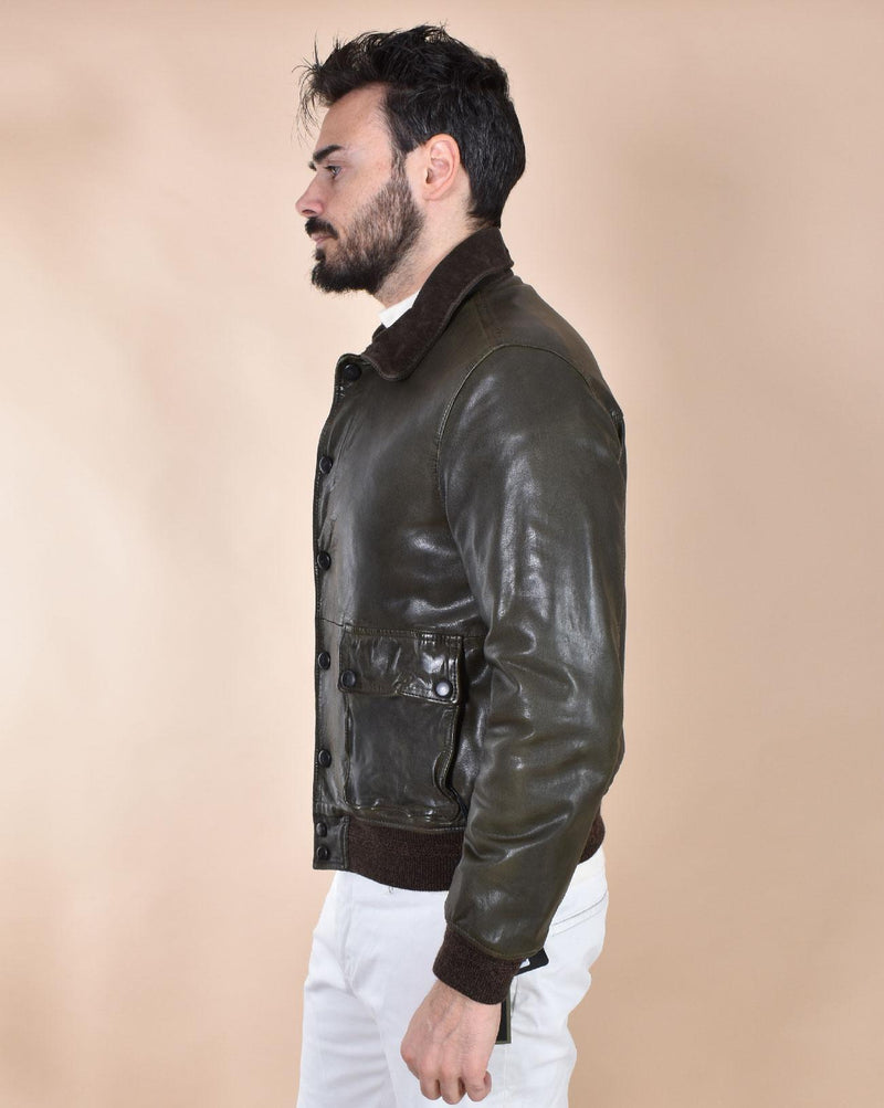 Giubbotto Jack Leathers bomber pelle Ottaviano verde OTTAVIANOF09 THE JACK LEATHERS