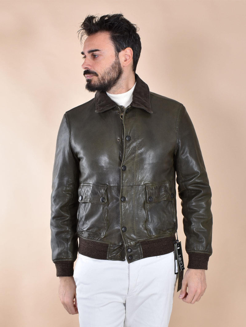 Giubbotto Jack Leathers bomber pelle Ottaviano verde OTTAVIANOF09 THE JACK LEATHERS