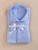 Camicia Borriello cucita a mano righe bianco celeste