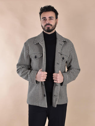 Giubbotto overshirt Daniele Alessandrini pied de poule J10401 DANIELE ALESSANDRINI