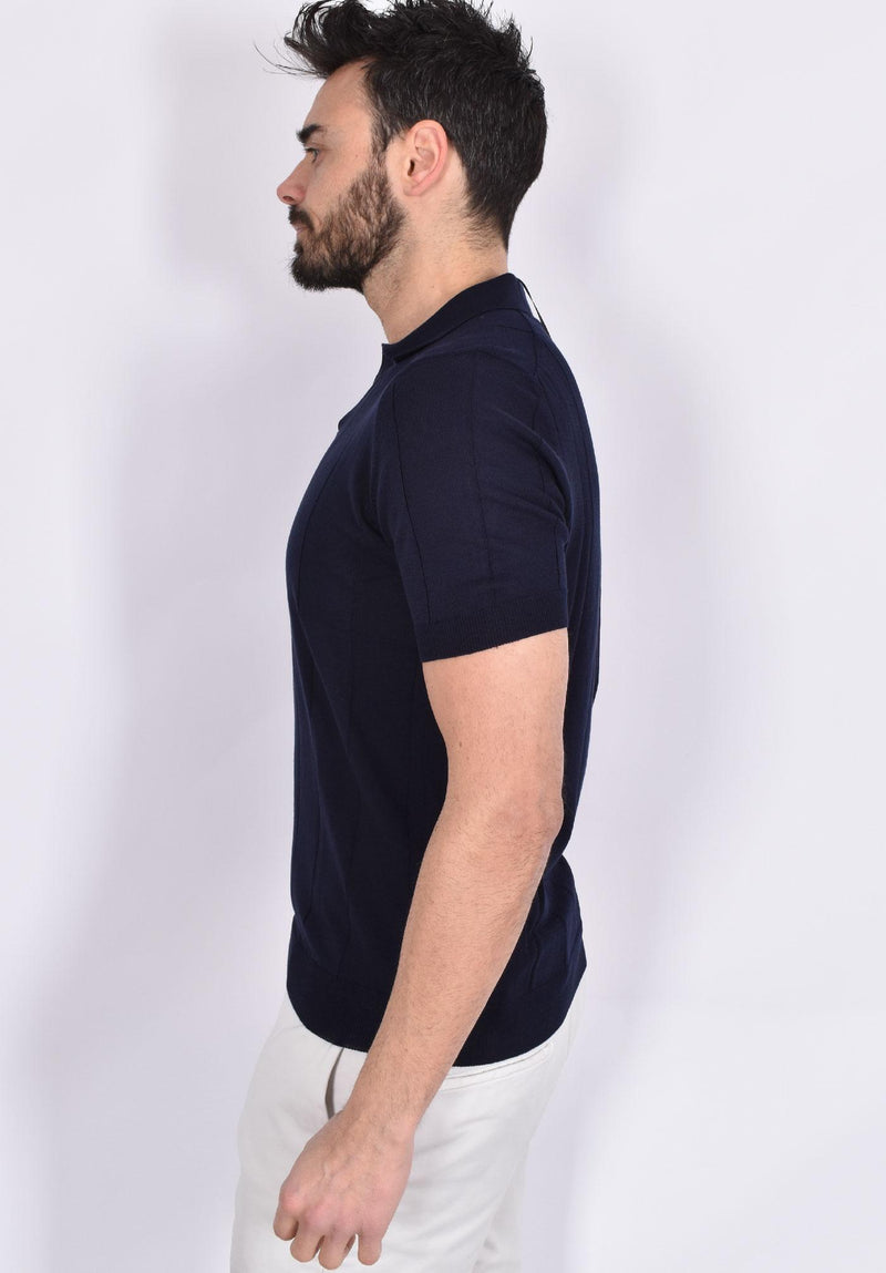 Polo Gran Sasso fresh cotton scollo V tennis blu notte 