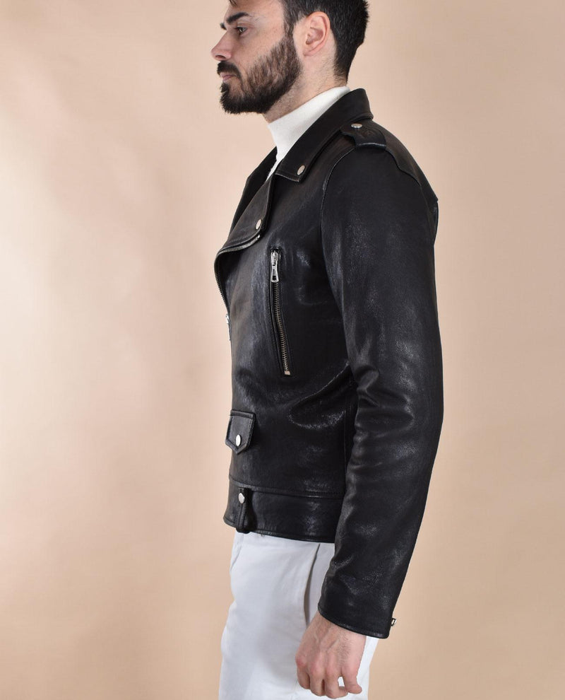 Giubbotto Arc chiodo lavato pelle nero KIODO1 ARC