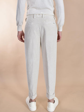 Pantalone Berwich velluto coste larghe bianco latte chiaia-gd DV0001802 BERWICH