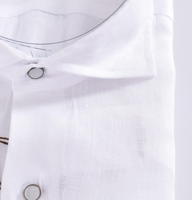 Camicia Borriello lino taschini bianca 