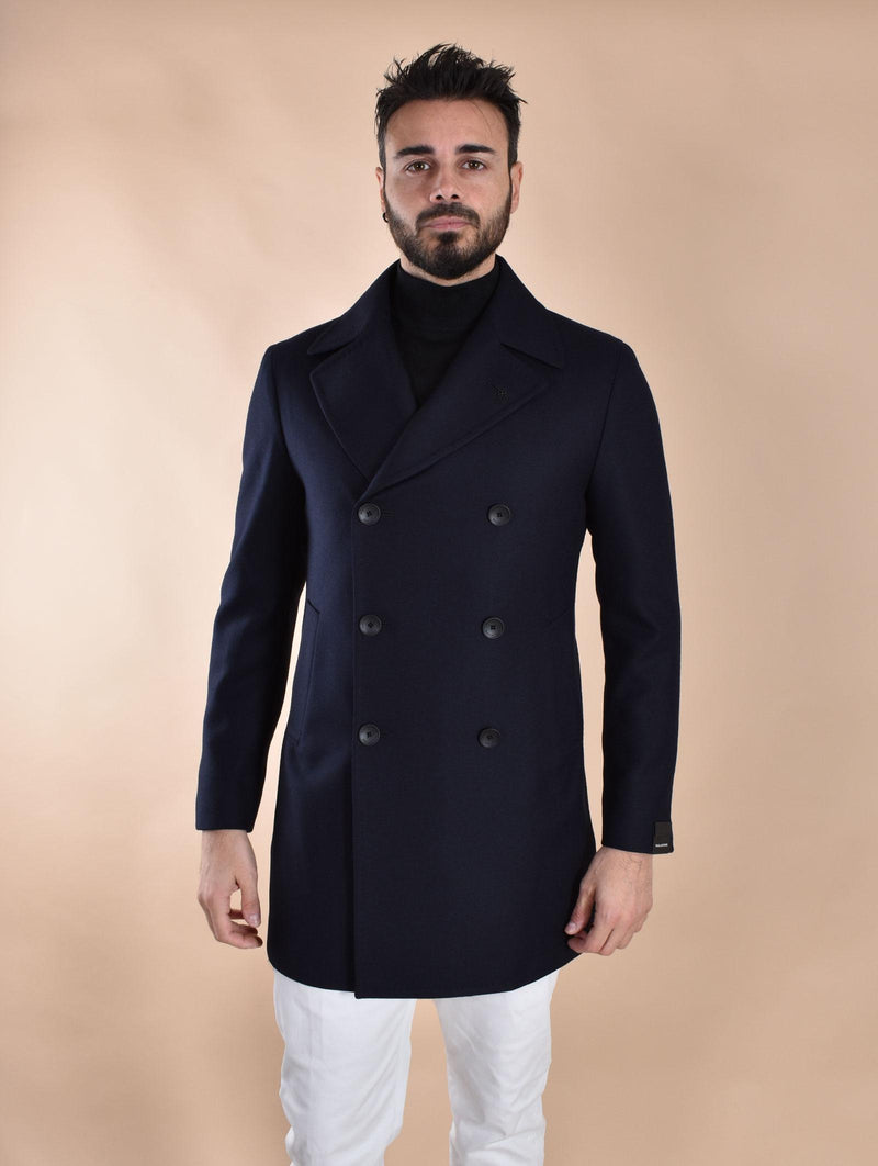 Cappotto Tagliatore C-Stephan blu doppiopetto lana idrorepellente C-STEPHAN 150037B1243 TAGLIATORE
